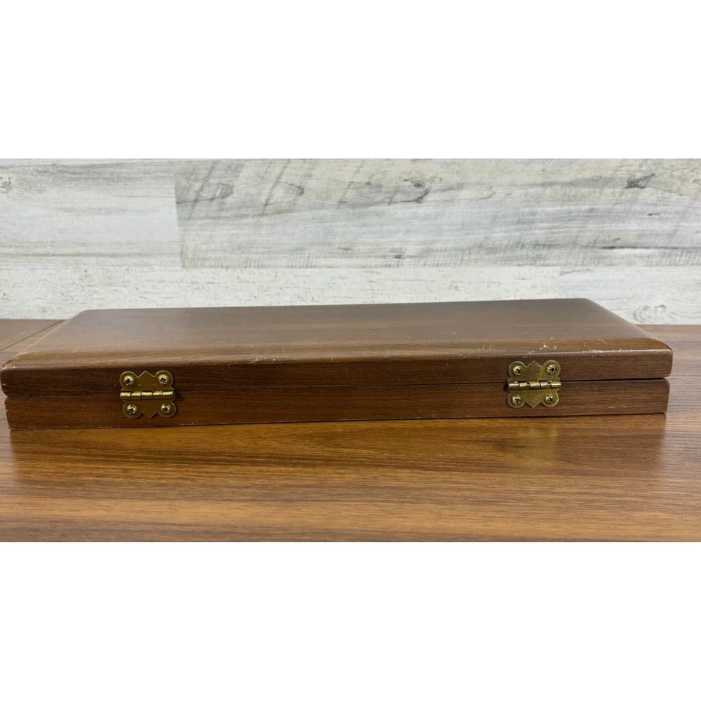 VINTAGE Carvel Hall Knives for Roast‎ Carving set with Walnut case #22164